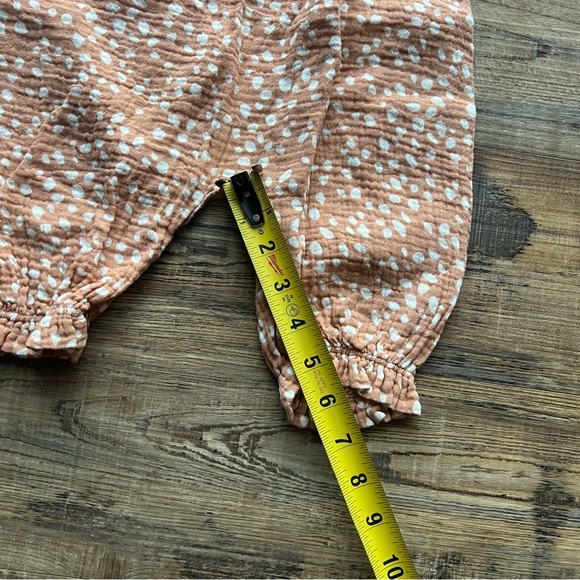 Rylee And Cru Peach/Orange Tie Shoulder Dotted Bubble Romper Cotton Sz 12/18 M - Picture 5 of 8